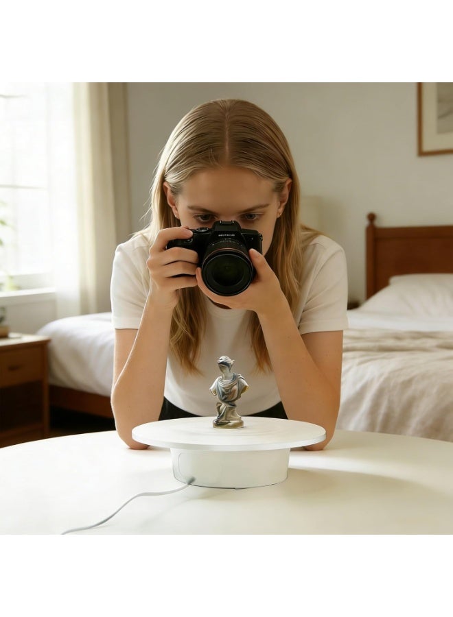 حامل عرض دوار بزاوية 360 درجة للتصوير الفوتوغرافي، مناسب لعرض الساعات والمجوهرات، بقطر 20 سم وسرعة ثابتة، ويتحمل وزنًا يصل إلى 5 كجم. - Image 5